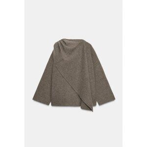 ZARA SHORT KNIT COAT WITH SCARF